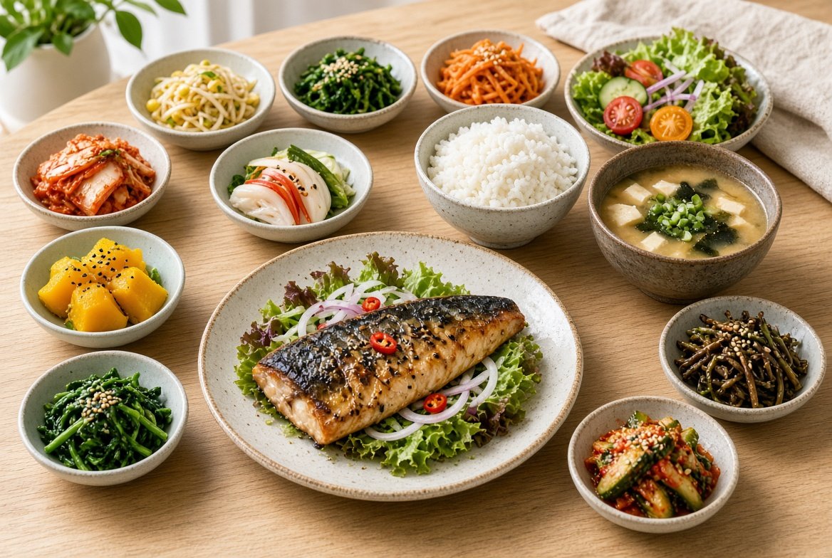 채소가 곁들여진 정식